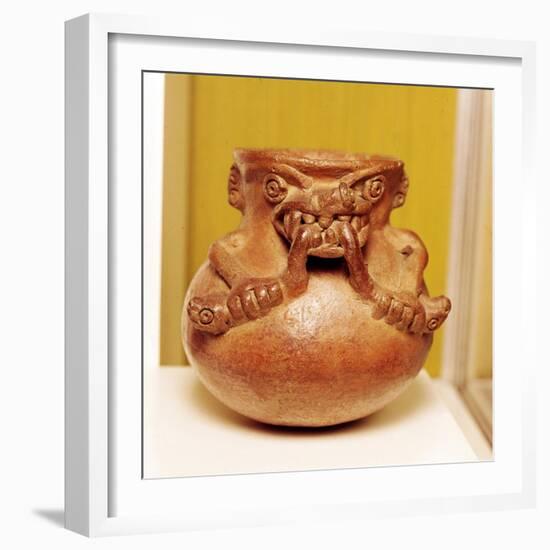 Pottery Bowl of an alligator with human arms devouring snakes, Chiriqui, Panama-Unknown-Framed Giclee Print