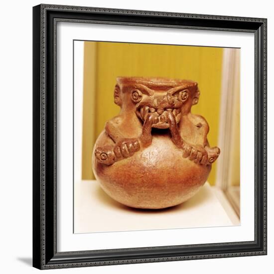 Pottery Bowl of an alligator with human arms devouring snakes, Chiriqui, Panama-Unknown-Framed Giclee Print