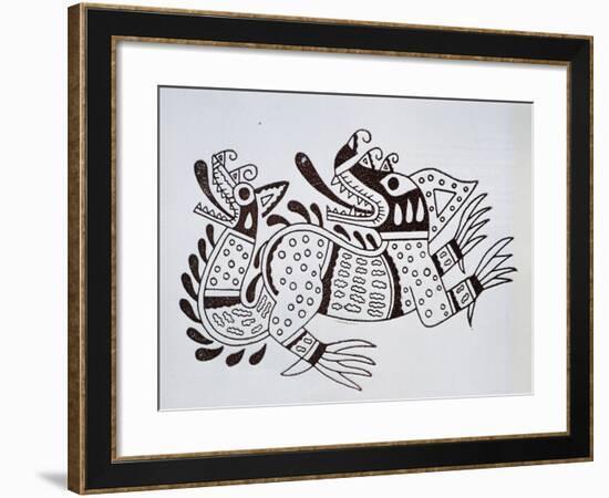Pottery Design Depicting a Dragon, Artefact from Peru-null-Framed Giclee Print