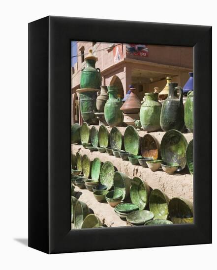 Pottery for Sale, Amazrou, Draa Valley, Morocco-Walter Bibikow-Framed Premier Image Canvas