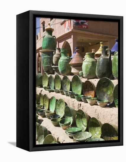 Pottery for Sale, Amazrou, Draa Valley, Morocco-Walter Bibikow-Framed Premier Image Canvas