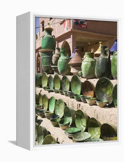 Pottery for Sale, Amazrou, Draa Valley, Morocco-Walter Bibikow-Framed Premier Image Canvas