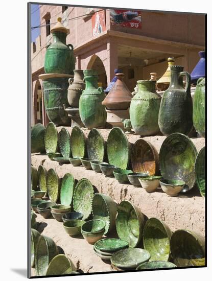 Pottery for Sale, Amazrou, Draa Valley, Morocco-Walter Bibikow-Mounted Photographic Print