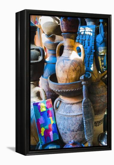 Pottery for Sale in the Souk, Medina, Marrakech, Morocco-Nico Tondini-Framed Premier Image Canvas