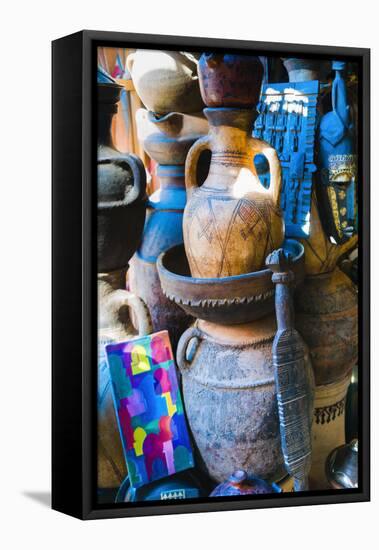 Pottery for Sale in the Souk, Medina, Marrakech, Morocco-Nico Tondini-Framed Premier Image Canvas