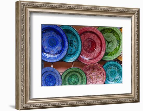 Pottery for sale in the souk, Medina, Marrakech, Morocco.-Nico Tondini-Framed Photographic Print