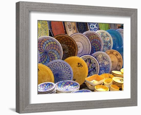 Pottery Products in Market at Houmt Souk, Island of Jerba, Tunisia, North Africa, Africa-Hans Peter Merten-Framed Photographic Print