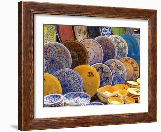 Pottery Products in Market at Houmt Souk, Island of Jerba, Tunisia, North Africa, Africa-Hans Peter Merten-Framed Photographic Print