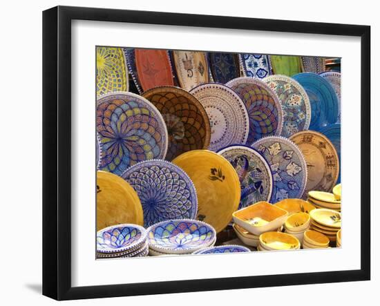 Pottery Products in Market at Houmt Souk, Island of Jerba, Tunisia, North Africa, Africa-Hans Peter Merten-Framed Photographic Print