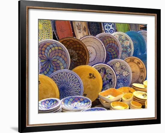 Pottery Products in Market at Houmt Souk, Island of Jerba, Tunisia, North Africa, Africa-Hans Peter Merten-Framed Photographic Print