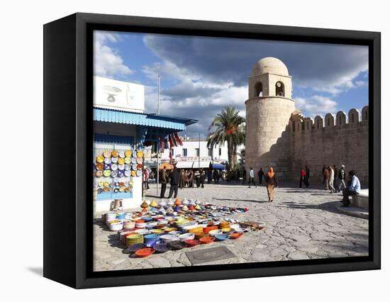 Pottery Shop Display Outside the Great Mosque, Place De La Grande Mosque, Medina, Sousse, Tunisia-Dallas & John Heaton-Framed Premier Image Canvas