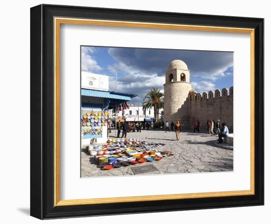 Pottery Shop Display Outside the Great Mosque, Place De La Grande Mosque, Medina, Sousse, Tunisia-Dallas & John Heaton-Framed Photographic Print