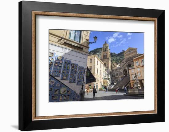 Pottery Shop, Fountain and Cathedral in Spring, Amalfi-Eleanor Scriven-Framed Photographic Print