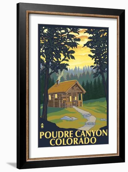 Poudre Canyon, Colorado - Cabin Scene-Lantern Press-Framed Art Print