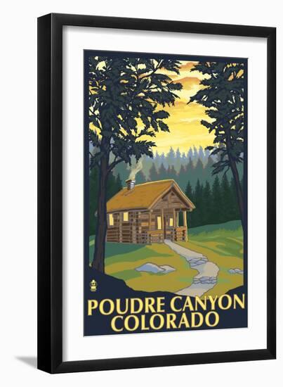 Poudre Canyon, Colorado - Cabin Scene-Lantern Press-Framed Art Print