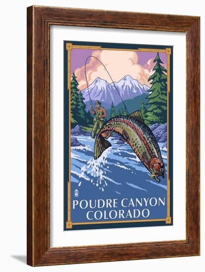 Poudre Canyon, Colorado - Fisherman-Lantern Press-Framed Art Print