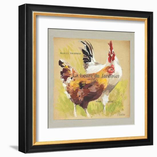 Poules La Lettre du Jardinier-Pascal Cessou-Framed Art Print