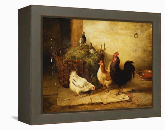 Poultry and Pigeons in an Interior, 1881-Walter Hunt-Framed Premier Image Canvas