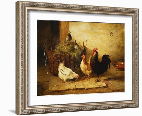 Poultry and Pigeons in an Interior, 1881-Walter Hunt-Framed Giclee Print