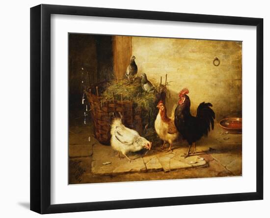 Poultry and Pigeons in an Interior, 1881-Walter Hunt-Framed Giclee Print