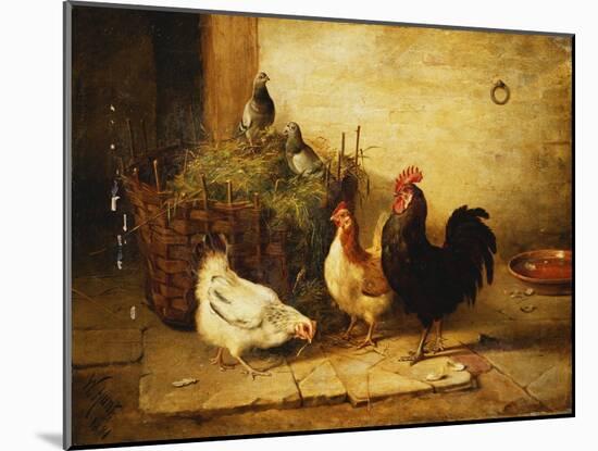 Poultry and Pigeons in an Interior, 1881-Walter Hunt-Mounted Giclee Print