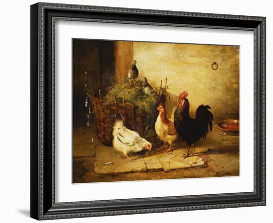 Poultry and Pigeons in an Interior, 1881-Walter Hunt-Framed Giclee Print