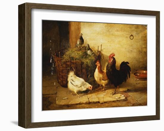 Poultry and Pigeons in an Interior-Walter Hunt-Framed Giclee Print