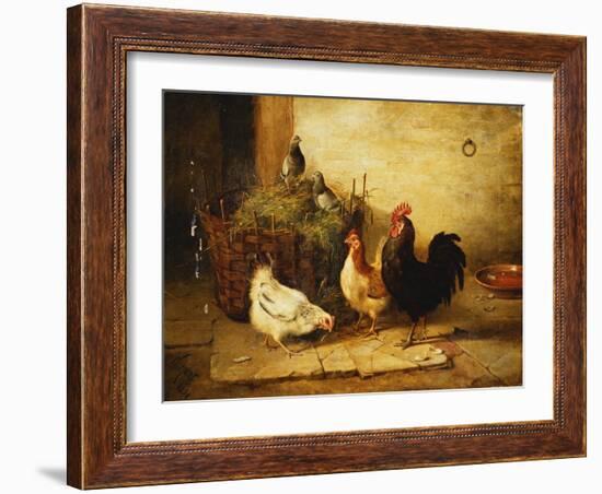 Poultry and Pigeons in an Interior-Walter Hunt-Framed Giclee Print