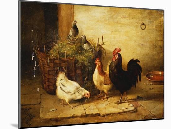 Poultry and Pigeons in an Interior-Walter Hunt-Mounted Giclee Print