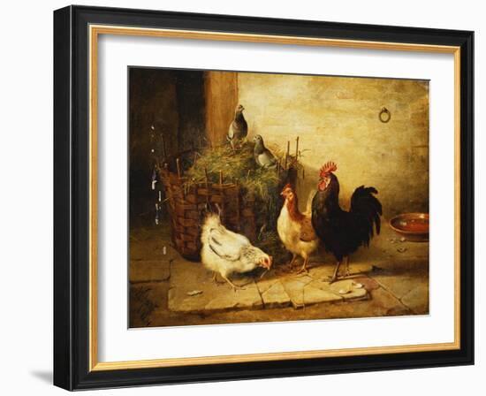 Poultry and Pigeons in an Interior-Walter Hunt-Framed Giclee Print