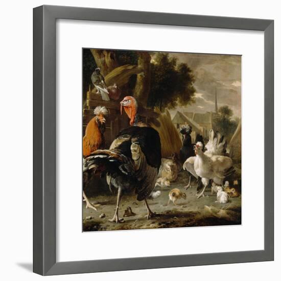 Poultry Yard, c.1668-Melchior De Hondecoeter-Framed Giclee Print