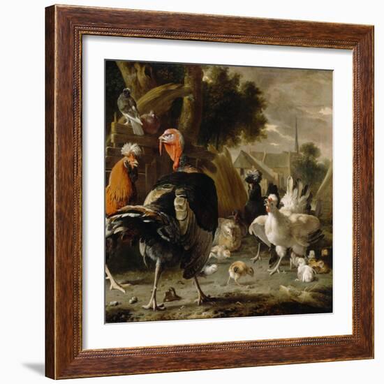 Poultry Yard, c.1668-Melchior De Hondecoeter-Framed Giclee Print