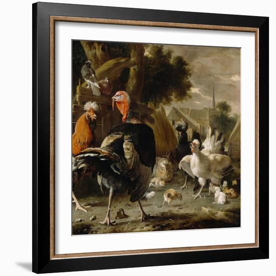 Poultry Yard, c.1668-Melchior De Hondecoeter-Framed Giclee Print