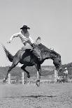 1950s COWBOY RIDING A HORSE BAREBACK ON A WESTERN RANCH USA-Pound-Mounted Photographic Print