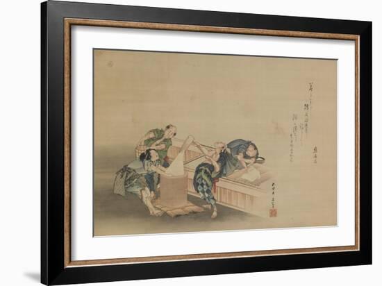 Pounding Rice for Mochi-Katsushika Hokusai-Framed Giclee Print