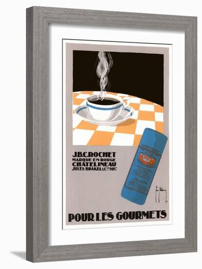 Pour Les Gourmets Coffee, Cup on Tablecloth-Found Image Press-Framed Giclee Print