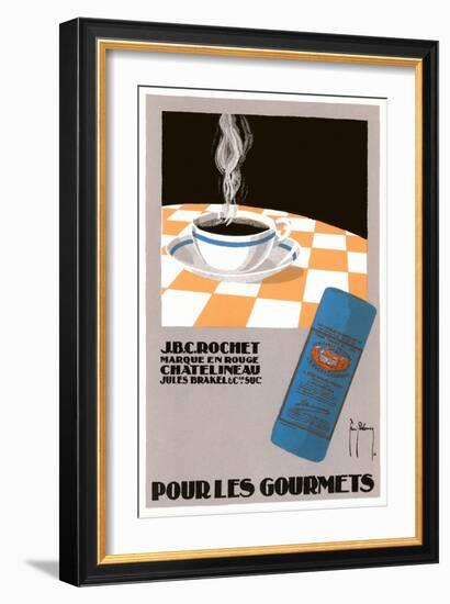 Pour Les Gourmets Coffee, Cup on Tablecloth-Found Image Press-Framed Giclee Print