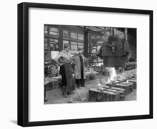 Pouring a Small Casting at Edgar Allens Steel Foundry, Sheffield, South Yorkshire, 1963-Michael Walters-Framed Photographic Print