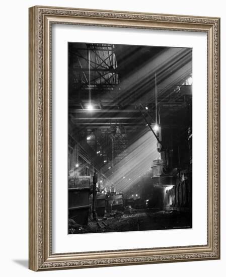 Pouring Ingots at Carnegie Illinois Steel Plant-Andreas Feininger-Framed Photographic Print
