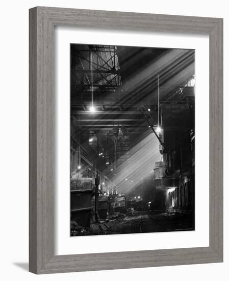 Pouring Ingots at Carnegie Illinois Steel Plant-Andreas Feininger-Framed Photographic Print