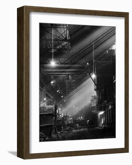 Pouring Ingots at Carnegie Illinois Steel Plant-Andreas Feininger-Framed Photographic Print