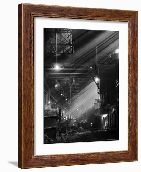 Pouring Ingots at Carnegie Illinois Steel Plant-Andreas Feininger-Framed Photographic Print