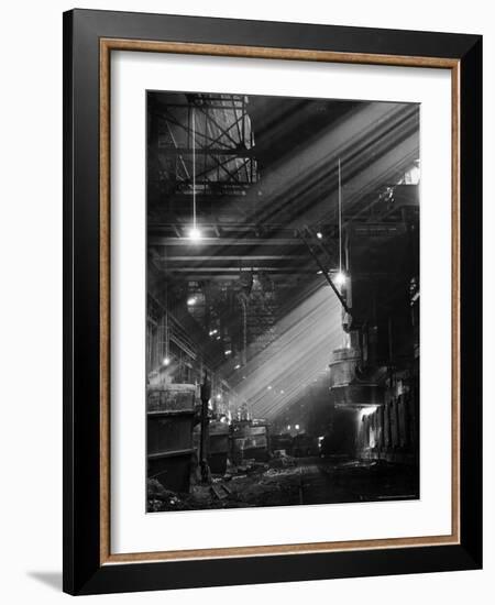 Pouring Ingots at Carnegie Illinois Steel Plant-Andreas Feininger-Framed Photographic Print