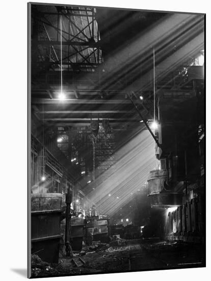 Pouring Ingots at Carnegie Illinois Steel Plant-Andreas Feininger-Mounted Photographic Print