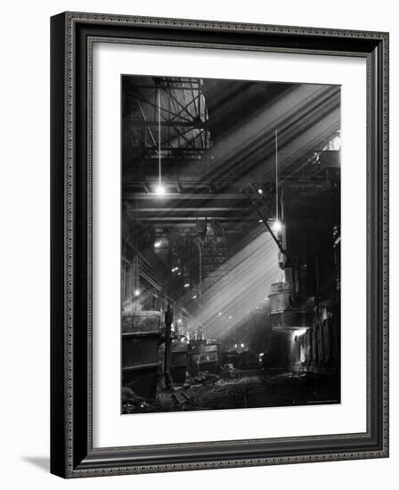 Pouring Ingots at Carnegie Illinois Steel Plant-Andreas Feininger-Framed Photographic Print