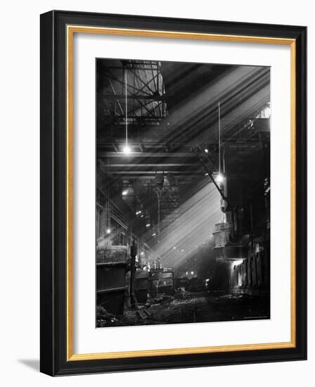 Pouring Ingots at Carnegie Illinois Steel Plant-Andreas Feininger-Framed Photographic Print