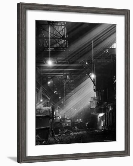 Pouring Ingots at Carnegie Illinois Steel Plant-Andreas Feininger-Framed Photographic Print