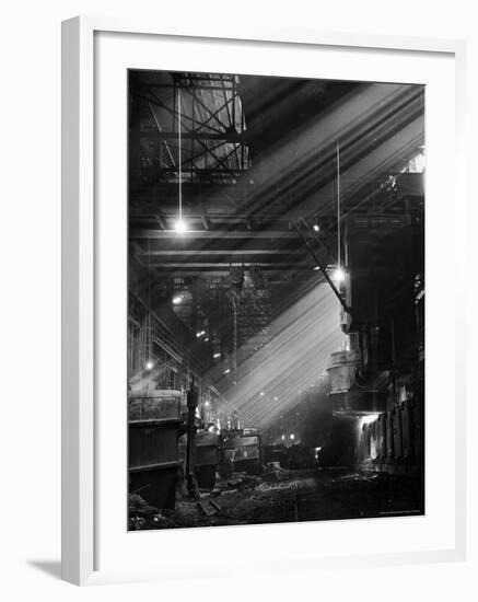 Pouring Ingots at Carnegie Illinois Steel Plant-Andreas Feininger-Framed Photographic Print