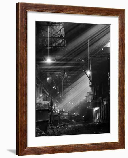 Pouring Ingots at Carnegie Illinois Steel Plant-Andreas Feininger-Framed Photographic Print