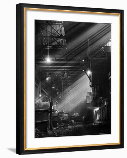 Pouring Ingots at Carnegie Illinois Steel Plant-Andreas Feininger-Framed Photographic Print